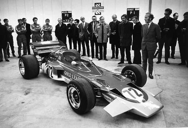 The new Lotus 72 Grand Prix racing car launched in 1970