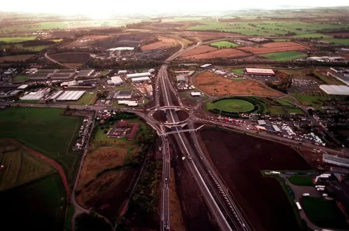 Framed Print : The new M8 link at Newbridge October 1997 Opened today by Malcolm Chisolm MP