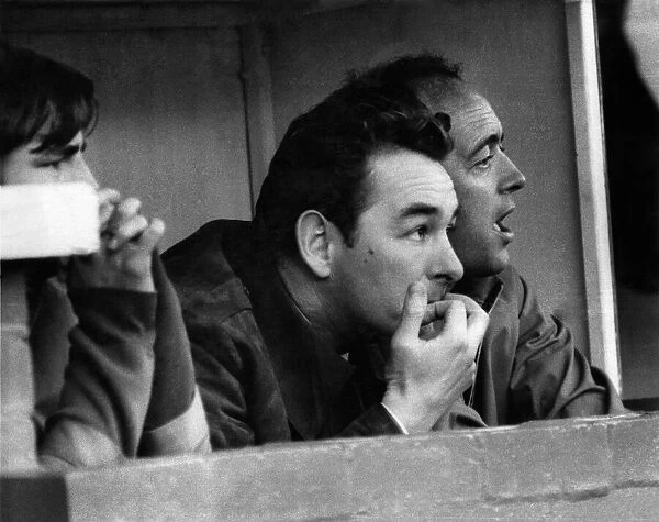 New manager of Brighton and Hove Albion Brian Clough, watches nervously from the dugout