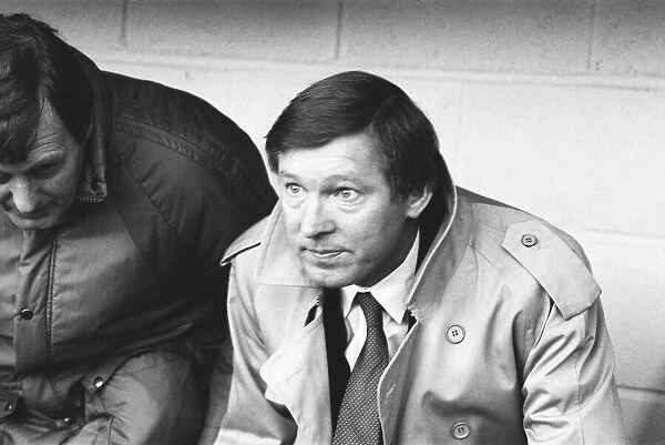 New Manchester United manager Alex Ferguson watches his team in action in the League