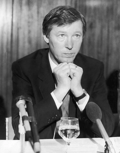 New Manchester United manager Alex Ferguson at a press conference after taking over as