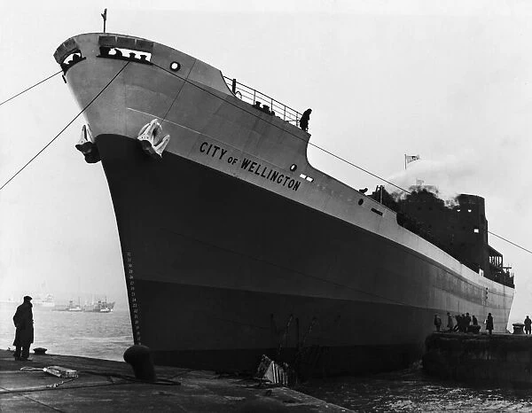 The new motor vessel City of Wellington, a 10, 000 ton cargo liner for the Ellerman Line