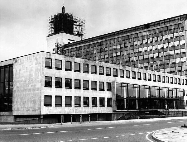 The new Newcastle Civic Centre, showing the vast area of glass. 2nd August 1967