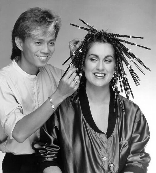 New Perm for Melanie with stylist Allan Soh. October 1984 P007896