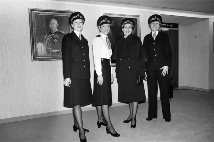 Framed Print : The new Police image. W. P. C Leslie Cosburn, left, (21) from Bow shows off the stylish new Framed Print : The new Police image. W. P. C Leslie Cosburn, left, (21) from Bow shows off the stylish new