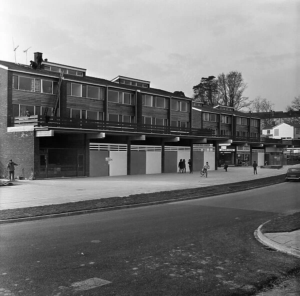 New shopping centre, near Prospect Park, Reading, Berkshire. 14th February 1967