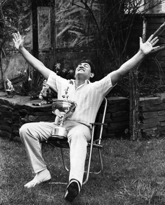 Framed Print : New snooker World Champion Joe Johnson holds on to the trophy at home the day after his Framed Print : New snooker World Champion Joe Johnson holds on to the trophy at home the day after his