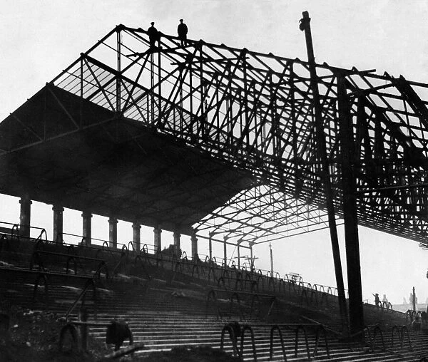 The new Spion Kop stand under construction at Liverpools Anfield Ground