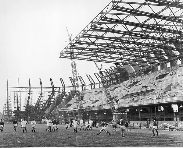 The new stand under construction at Cardiff Arms Park 7th September 1969