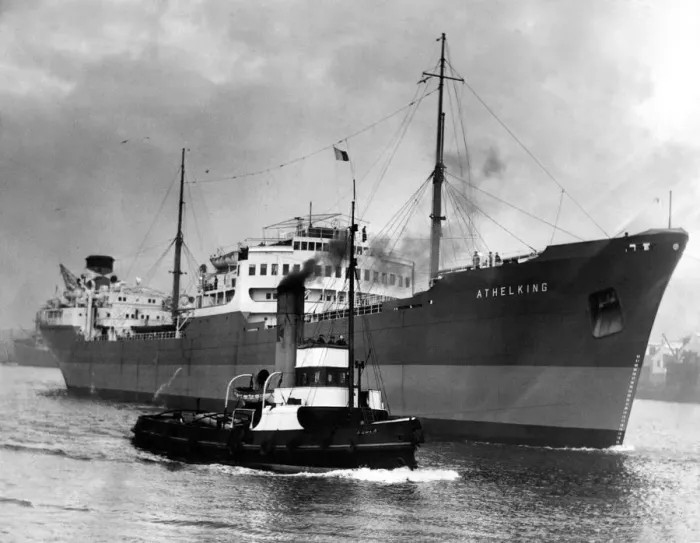 Framed Print : The new tanker Athelking moves downstream for her sea trials