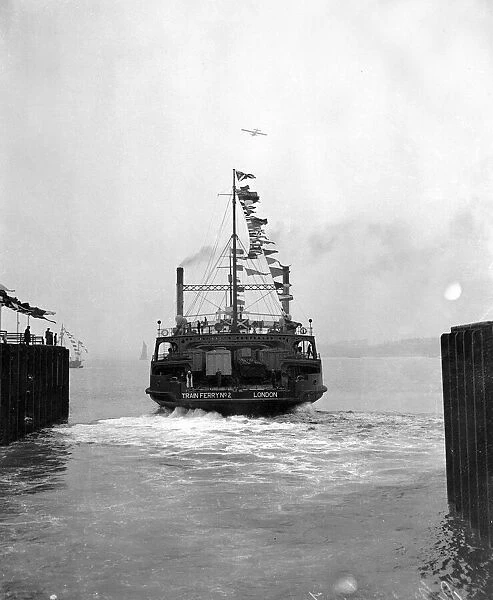 The new train ferry sets sail from Harwich. 25th April 1924