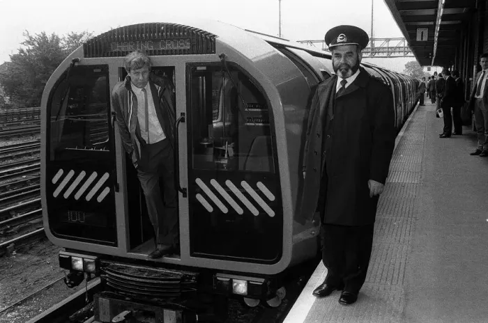 Framed Print : A new Tube Train is launched - June 1987 scene show the new train at the platform Framed Print : A new Tube Train is launched - June 1987 scene show the new train at the platform