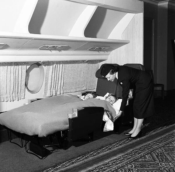 New-type seating to be fitted in the new Britannia airline. 18th January 1957