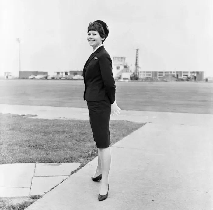 Framed Print : New uniforms for Cambrian Airways stewardesses. Circa 1965