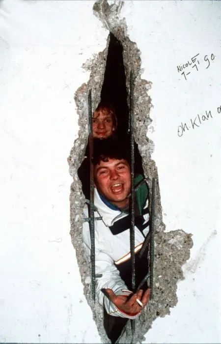 Framed Print : New Year in Berlin, 1989 - 1990, with a new view from the East through a hole in