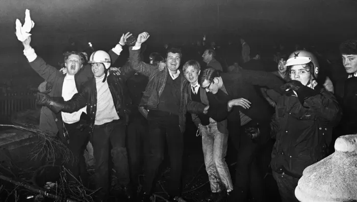 Framed Print : New Year Revellers in Chamberlain Square. December 31st 1968
