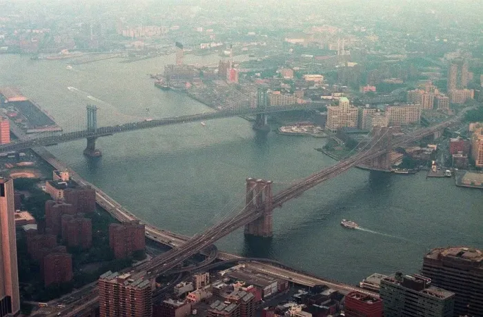 Framed Print : New York aerial view of the Brooklyn bridge August 1999 TOTW 3025 Framed Print : New York aerial view of the Brooklyn bridge August 1999 TOTW 3025