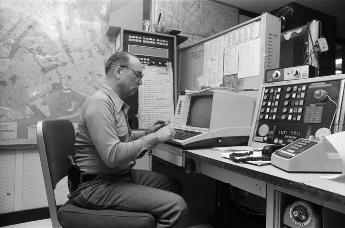 Framed Print : New York Police, communication centre. 13th February 1981 Framed Print : New York Police, communication centre. 13th February 1981