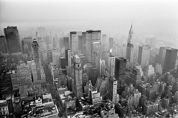 New York skyline seen from the top of the Empire State Building 25th January 1970