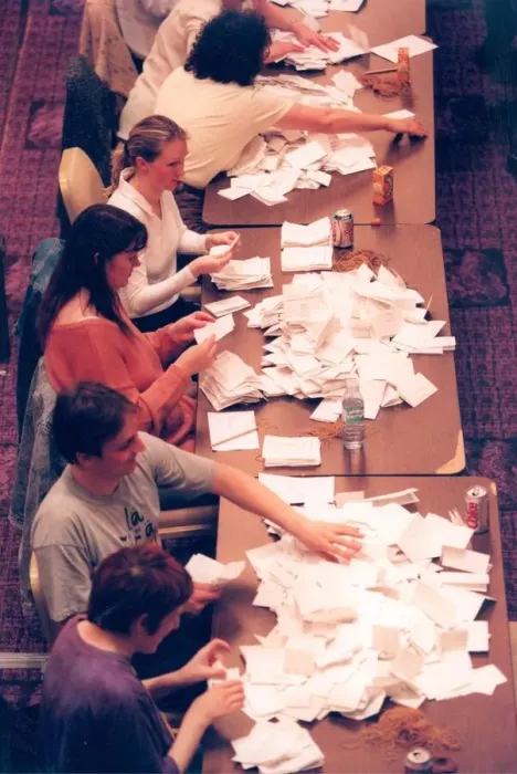Framed Print : Newcastle Central General Election voters being counted at the Civic Centre Framed Print : Newcastle Central General Election voters being counted at the Civic Centre