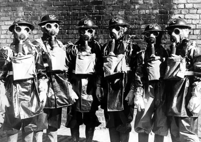 Framed Print : Newcastle Chronicle and Journal staff wearing gas masks as part of air raid precautions Framed Print : Newcastle Chronicle and Journal staff wearing gas masks as part of air raid precautions
