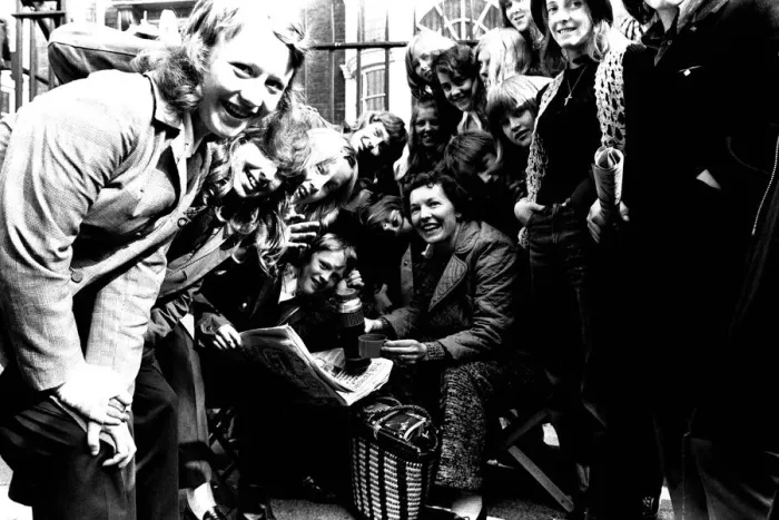 Framed Print : Newcastle City Hall was besieged by thousands of pop-crazy youngsters all clammouring for Framed Print : Newcastle City Hall was besieged by thousands of pop-crazy youngsters all clammouring for