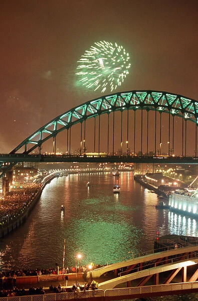 Newcastle fireworks on New Years Eve. 31st December 1998