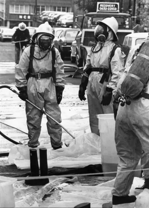 Framed Print : Part of Newcastle was sealed off today after deadly acid was spilled from a lorry