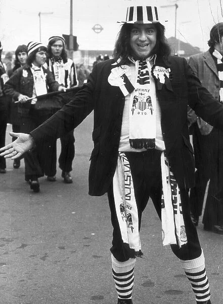 Newcastle United football fan at Wembley Stadium for FA Cup Final May 1974