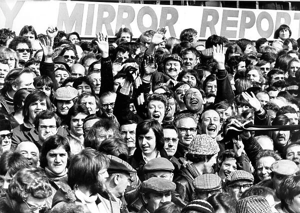 Newcastle United football fans enjoying themselves in 1977