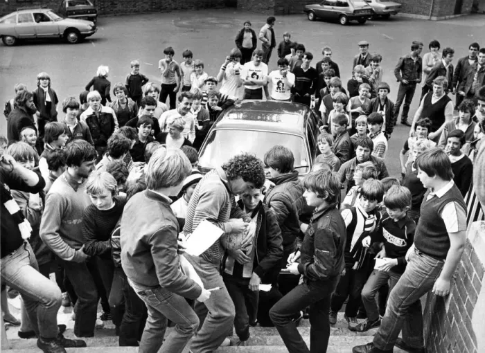 Framed Print : Newcastle United footballer Kevin Keegan is greeted by jubilant Newcastle fans at St Framed Print : Newcastle United footballer Kevin Keegan is greeted by jubilant Newcastle fans at St
