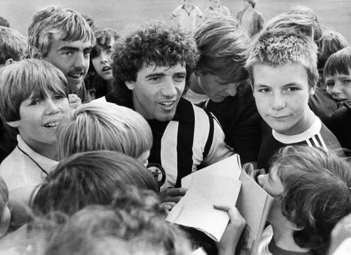 Framed Print : Newcastle United footballer Kevin Keegan is surrounded by young Newcastle fans during a Framed Print : Newcastle United footballer Kevin Keegan is surrounded by young Newcastle fans during a