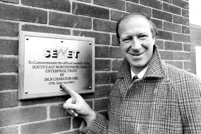 Framed Print : Newcastle United manager Jack Charlton unveiled a plaque to launch the new South East