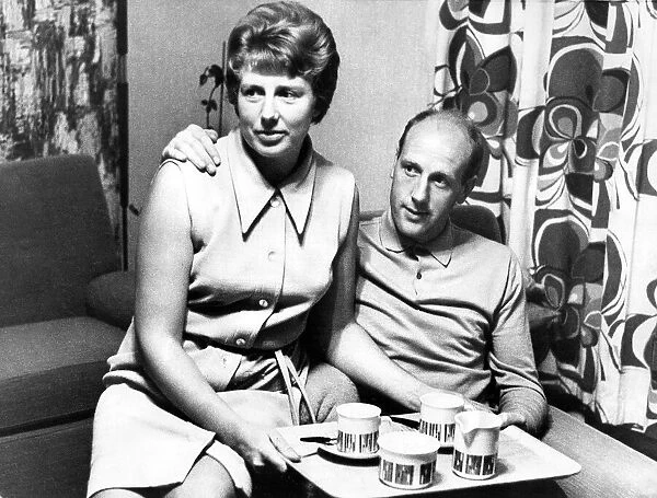 Newcastle United player Jim Iley relaxes with his wife Lily 17 September 1967