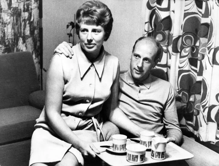 Framed Print : Newcastle United player Jim Iley relaxes with his wife Lily 17 September 1967 Framed Print : Newcastle United player Jim Iley relaxes with his wife Lily 17 September 1967