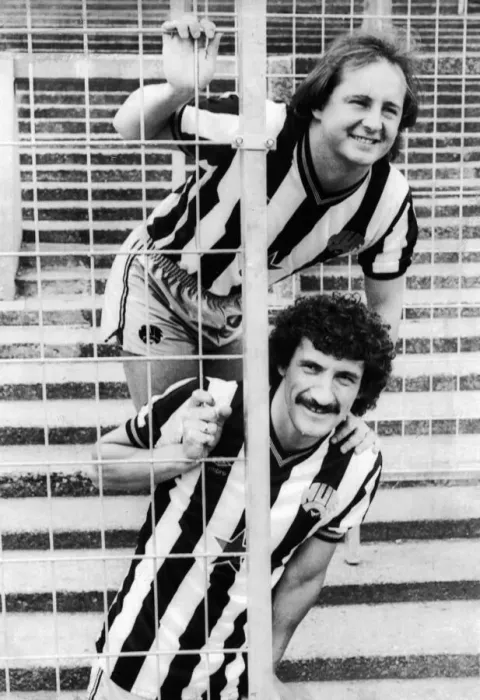 Framed Print : Newcastle United players David McCreery and Terry McDermott at St. Jamess Park Framed Print : Newcastle United players David McCreery and Terry McDermott at St. Jamess Park