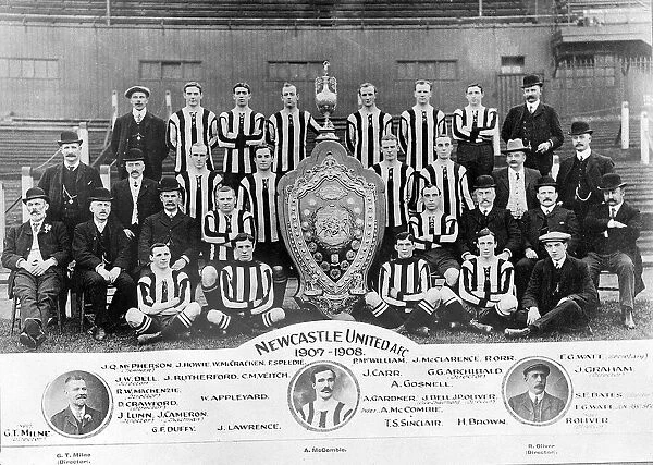 NEWCASTLE UNITED TEAM SHOT, 1907 - 1908. A superbly arranged photograph of