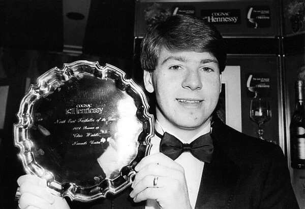 Newcastle Uniteds Chris Waddle receives his prize for coming third in the North East