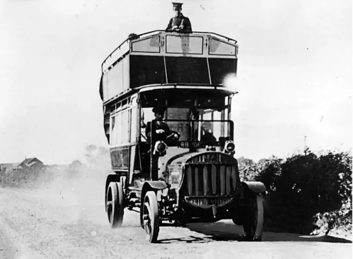 Framed Print : Newcastles first motor bus, seen in 1912 Framed Print : Newcastles first motor bus, seen in 1912