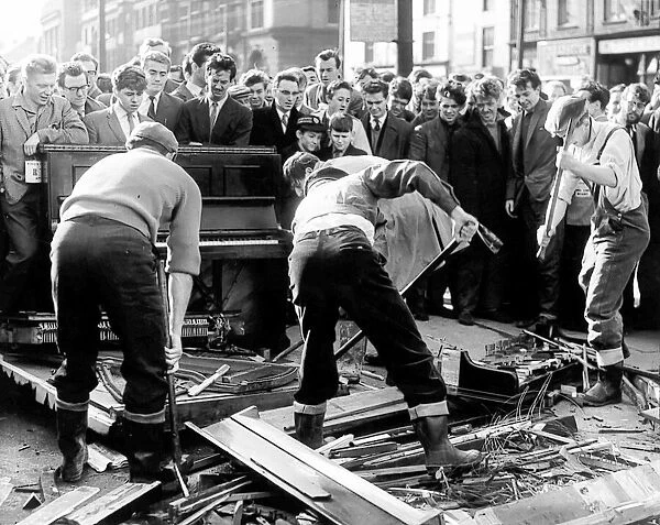 Newcastles students during rag week in 1961 breaking pianos in the Haymarket