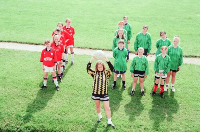 Framed Print : Newlands School, Middlesbrough, 7th June1996. Pictured, Newlands School Girls Football Framed Print : Newlands School, Middlesbrough, 7th June1996. Pictured, Newlands School Girls Football