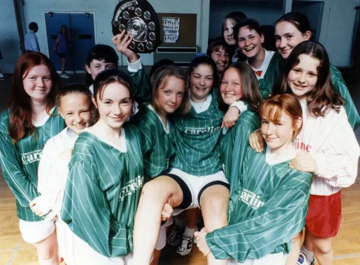 Framed Print : Newlands School, Middlesbrough, 2nd May 1997. Pictured, Under 14s Girls Football Team Framed Print : Newlands School, Middlesbrough, 2nd May 1997. Pictured, Under 14s Girls Football Team