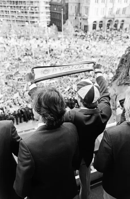 Framed Print : Newly crowned European champions Aston Villa, parade the European Champions Cup trophy to Framed Print : Newly crowned European champions Aston Villa, parade the European Champions Cup trophy to