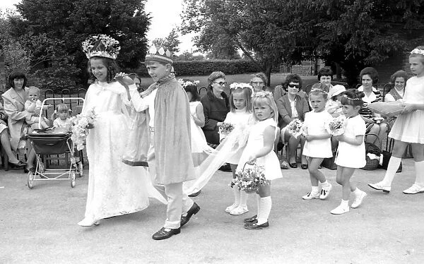 Newly-crowned May King and Queen, 10-year-old Nicholas Moore and Patrica Sheaf, aged 11