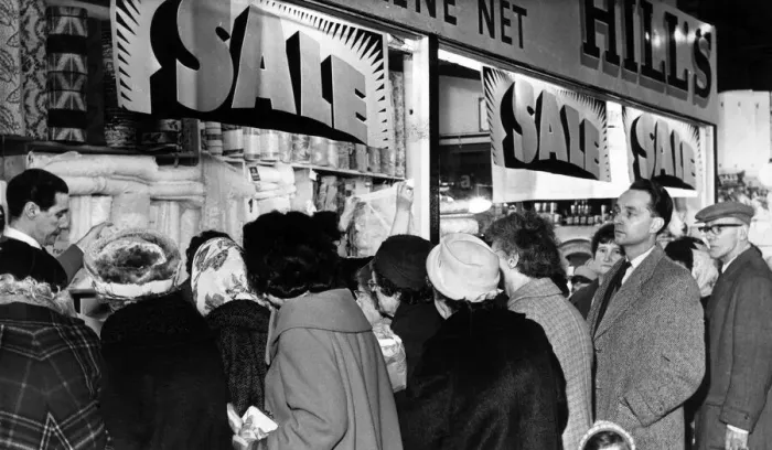 Framed Print : Newly opened St Johns Retail Market, Liverpool, 28th February 1964 Framed Print : Newly opened St Johns Retail Market, Liverpool, 28th February 1964