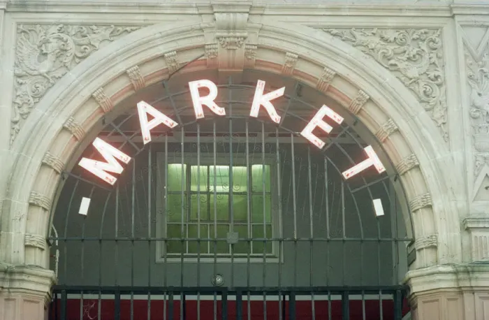 Framed Print : Newport market, a traditional Victorian indoor market, built in 1854 in Newport