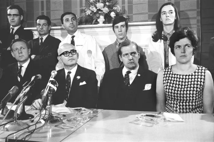 Framed Print : News press conference after Britains first heart transplant was successfully carried Framed Print : News press conference after Britains first heart transplant was successfully carried