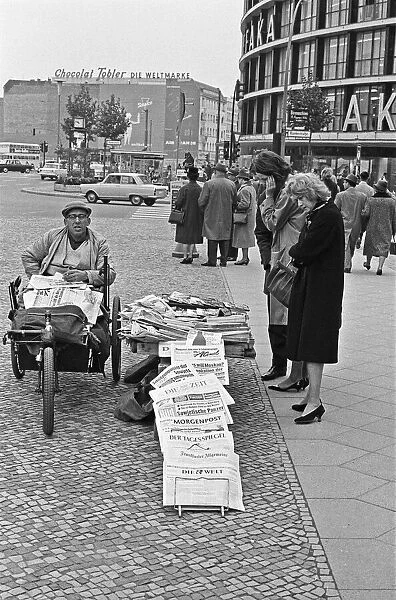 Newspaper vendor on the corner of Rankestrafze, Berlin Circa 1965