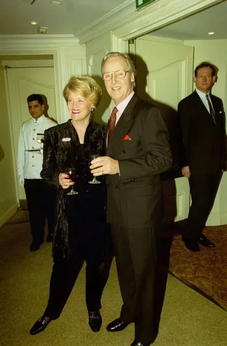 Framed Print : Nicholas Parsons Actor / TV Presenter December 98 With his wife at the Variety Club Framed Print : Nicholas Parsons Actor / TV Presenter December 98 With his wife at the Variety Club