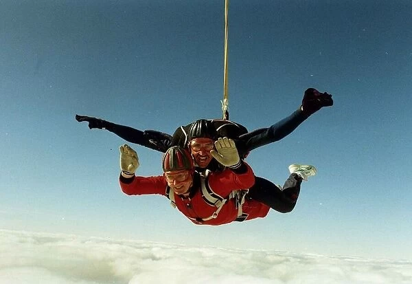 Nicholas Parsons TV Presenter and actor Tandem skydiving freefall January